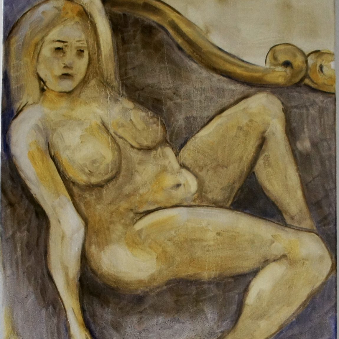 Artist: Pınar Türe Gürsoy-Category: Painting 
Title of Artwork: Nude on Chaise lounge
Technique: Oil Colour on Canvas 
Date of Realisation: 2021
Dimensions: 50/70 cm
Price: 2.360 TL