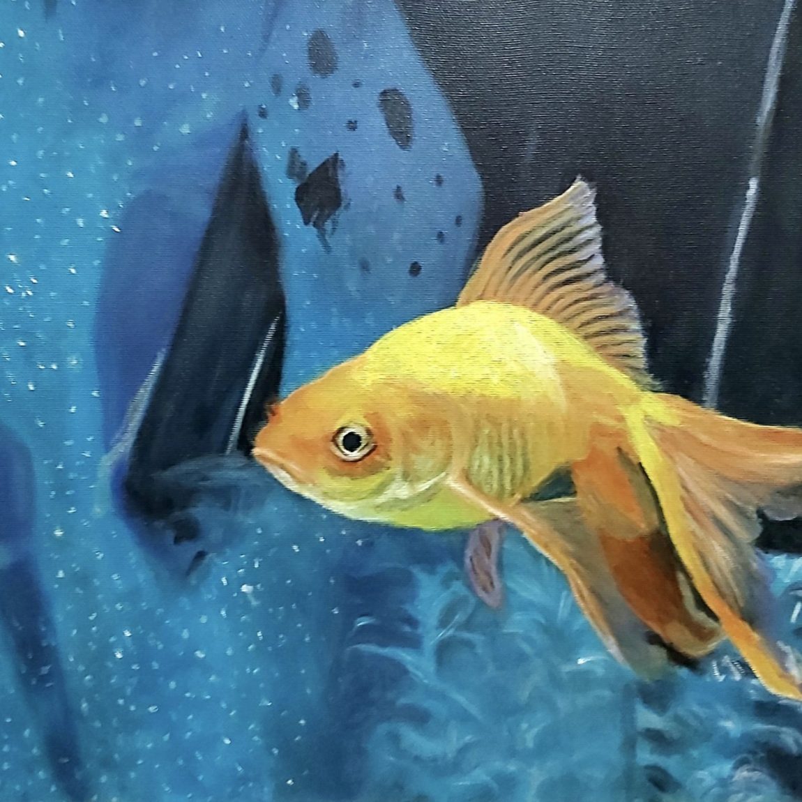 İpek Chi - Eser Adı : Lucky fish: - Teknik: Tuval Üzeri Yağlı Boya - Ölçü: 50 x 30 cm - Fiyat : 1.100 TL