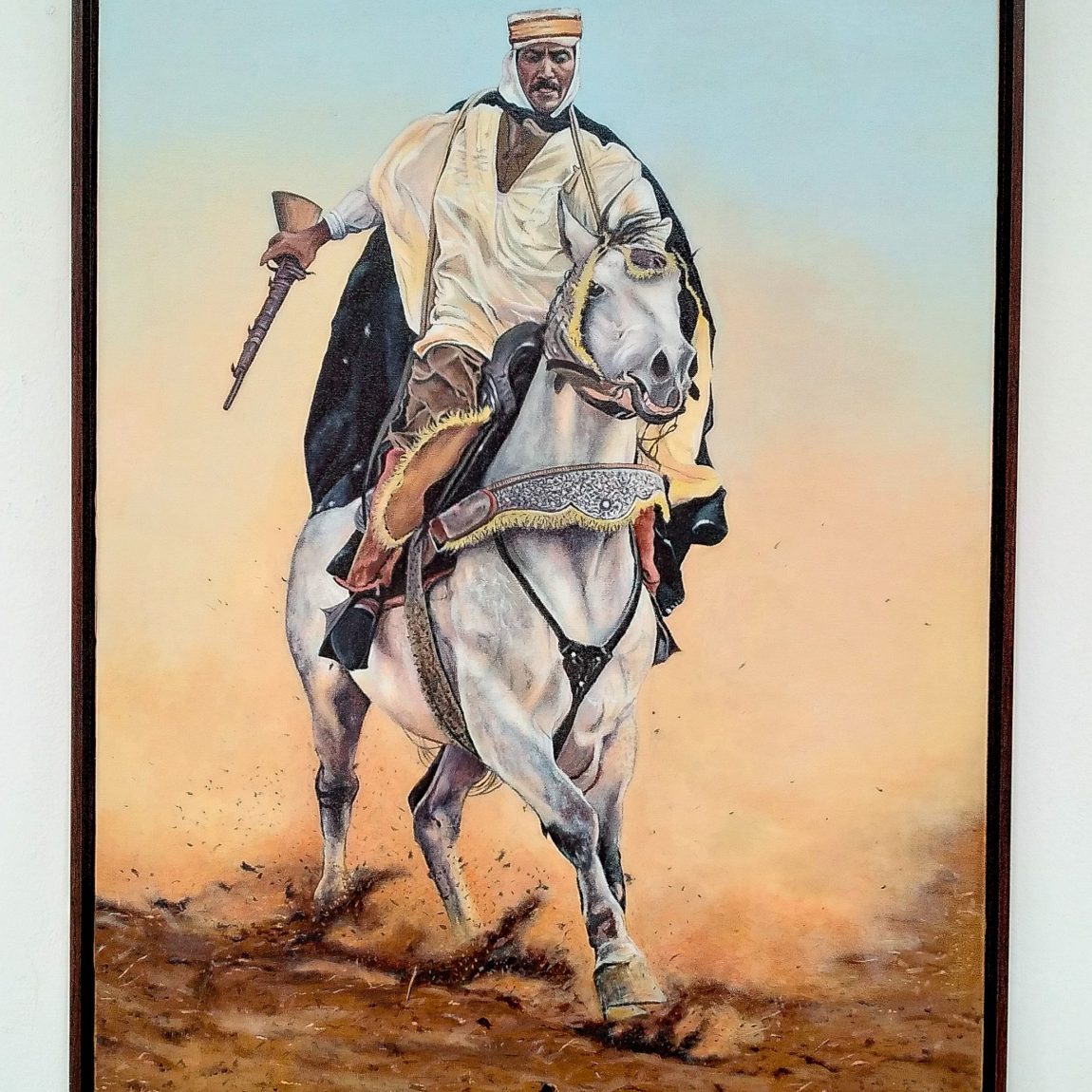 DJAMEL EDDINE MEBREK
Country : Algeria (Cezayir) 🇩🇿

Title of Artwork : Arabian horseman - Mascara - Algeria
Size : 81×60cm
Technic : Oil painting on canvas
