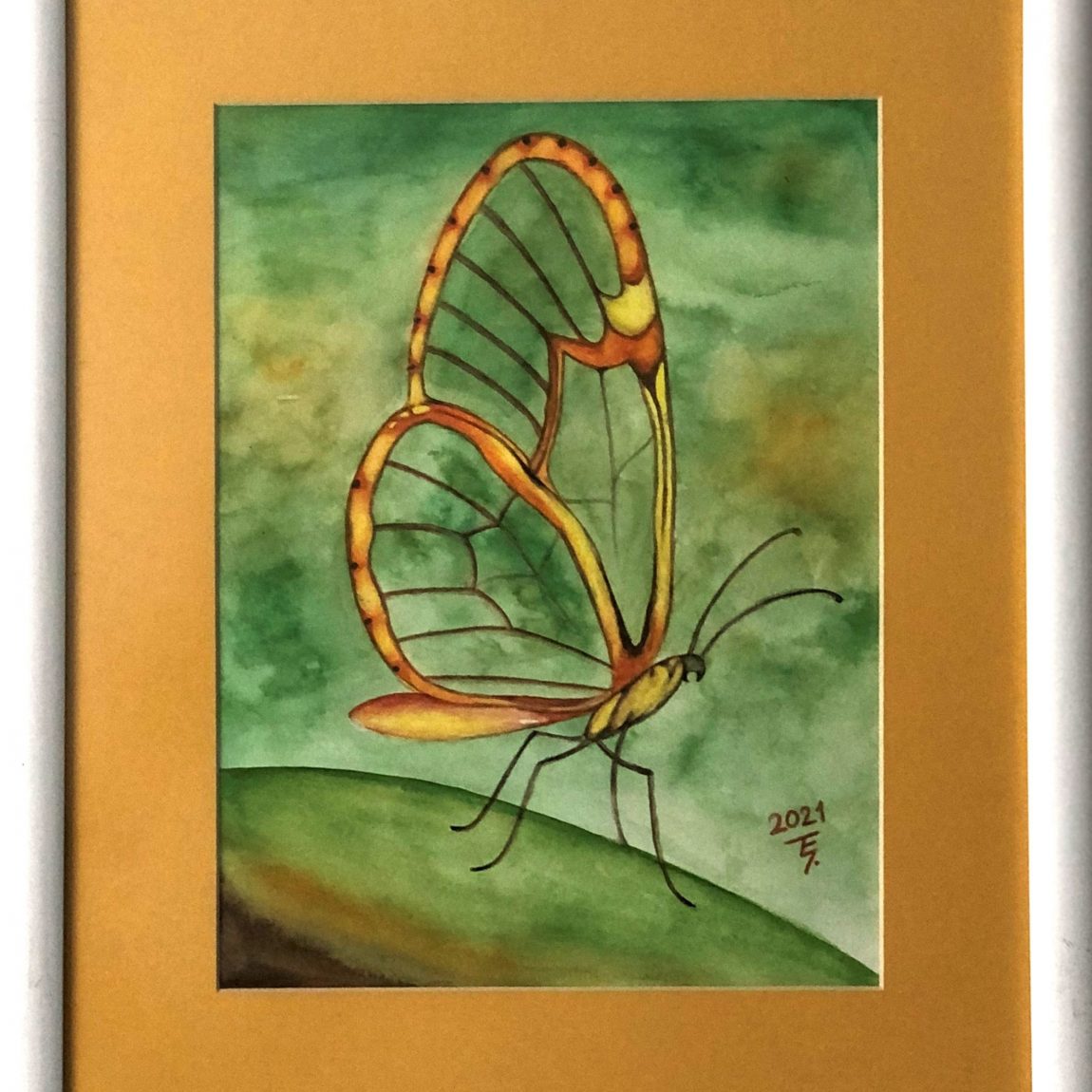 ŞULE AKTAŞ- "Yellow Butterfly" Teknik: Suluboya Ölçü: 34,5 x 41,5 cm Fiyat : 250 TL
