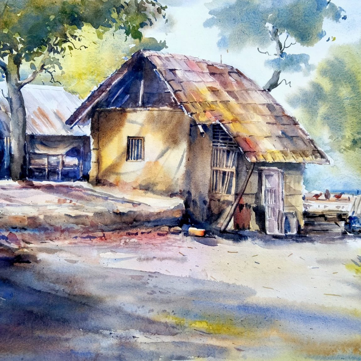MD SAİFULLAH ABİR - Tittle: Hanging house
Size:8×12 cm
Media: watercolour on paper