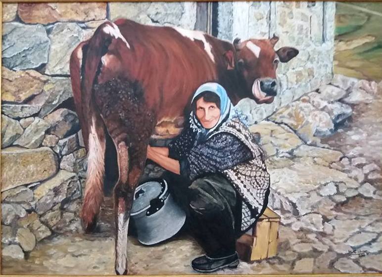 HAMİDE ÇOBAN - Süt Sağan Kadın 
Teknik:Tuval Üzeri Yağlı Boya
Ölçü:50x70 cm 
Fiyat : 1.000 TL