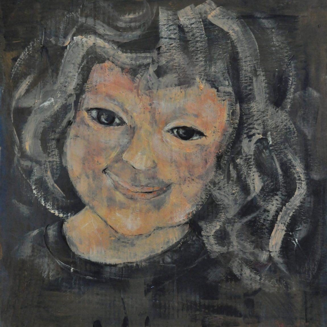 FÜSUN UZUNOĞLU “Gülen kız “ 47 x 47 cm Mukavva Ü. Akrilik 2010 7.500 ₺+ KDV