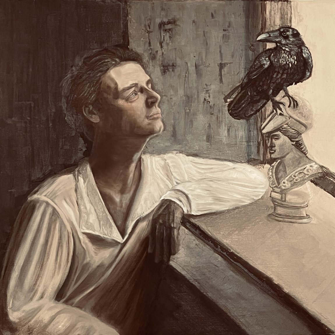 ASLIHAN ÖZMEN "Raven" Edgar Allan Poe'nun şiirinden 70x80 cm Tuval Ü. Yağlı boya 8.000 ₺+ KDV